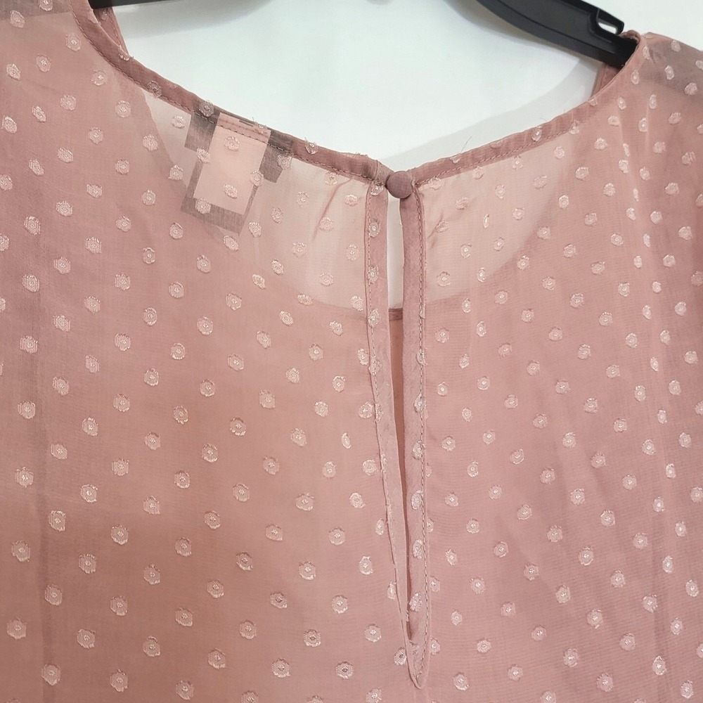 Torrid Women Blush Pink Chiffon Swiss Dot Ruffle Dolman Cap Sleeve Blouse 18-20 - Picture 5 of 6